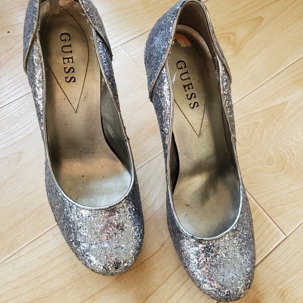 Guess Heels, Size 7, Blue Sparkles
